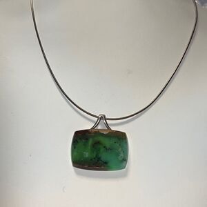 Natural Chrysoprase Sterling Silver Snake Chain Necklace